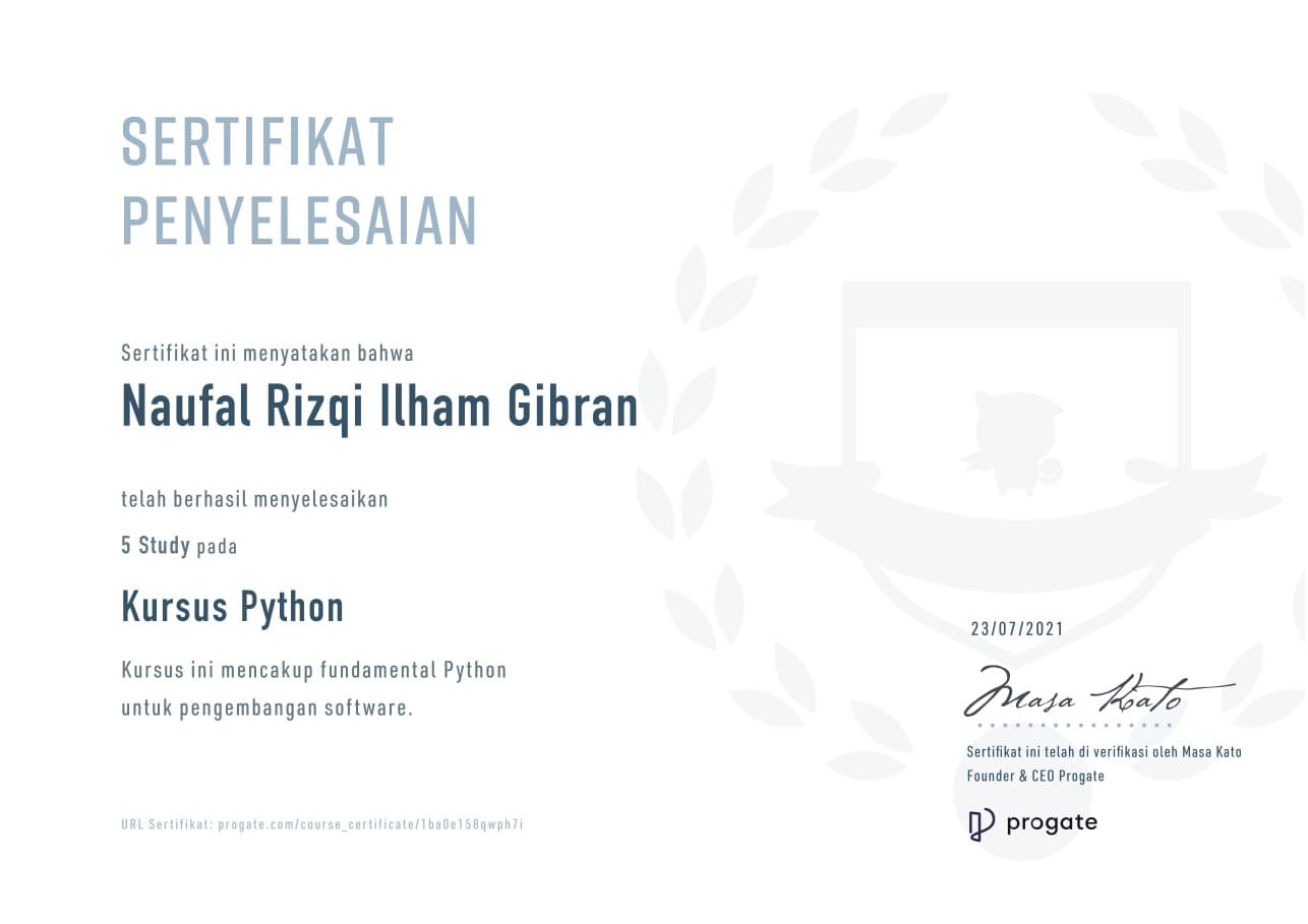 Python Course Certificate